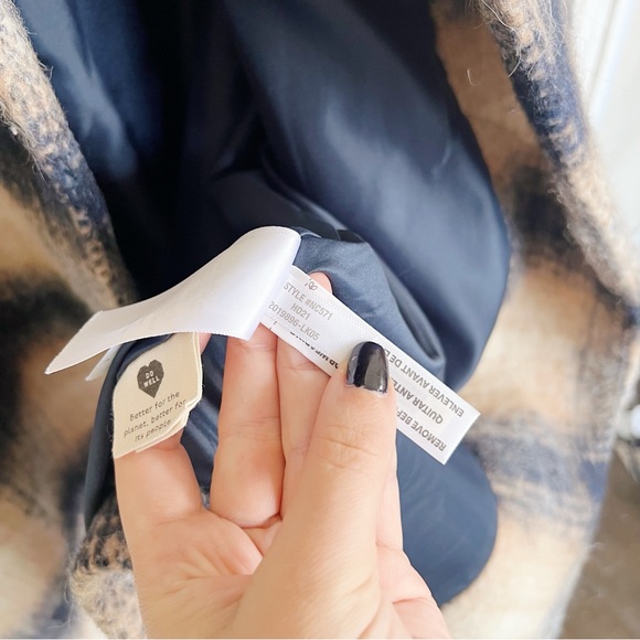 Madewell • Courton Cocoon Coat in Plaid tan blue Warm Hickory wool - Picture 9 of 12